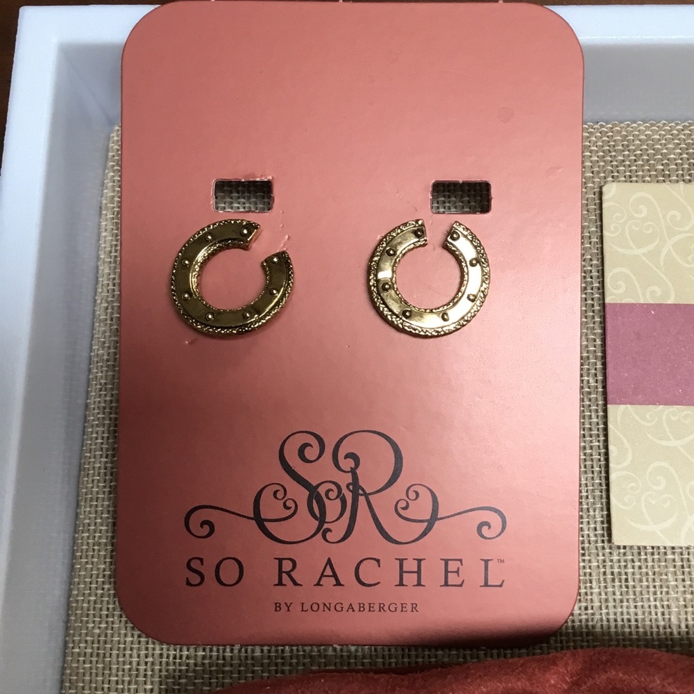 Longaberger So Rachel Gold Chain Link Earrings New in Box